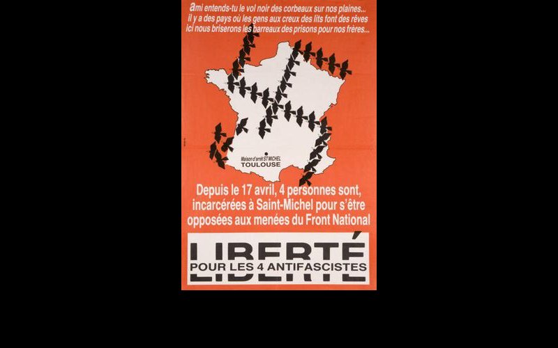 affiche liberté pour les 4 antifascistes, Toulouse, 1984 