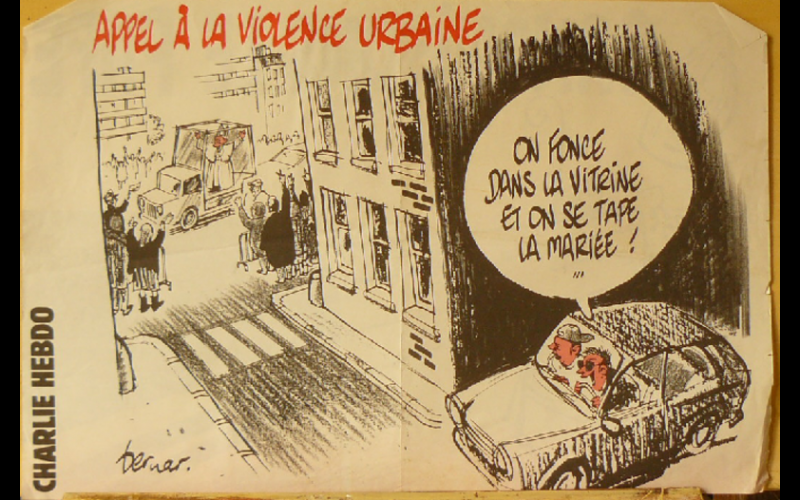 affiche violences urbaines, Charlie Hebdo 