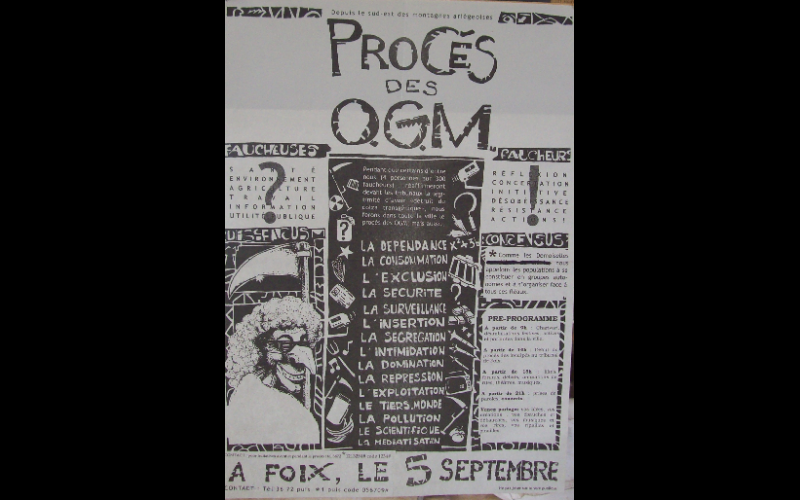 affiche procès fauchage OGM, Foix, 2000, 45x60 