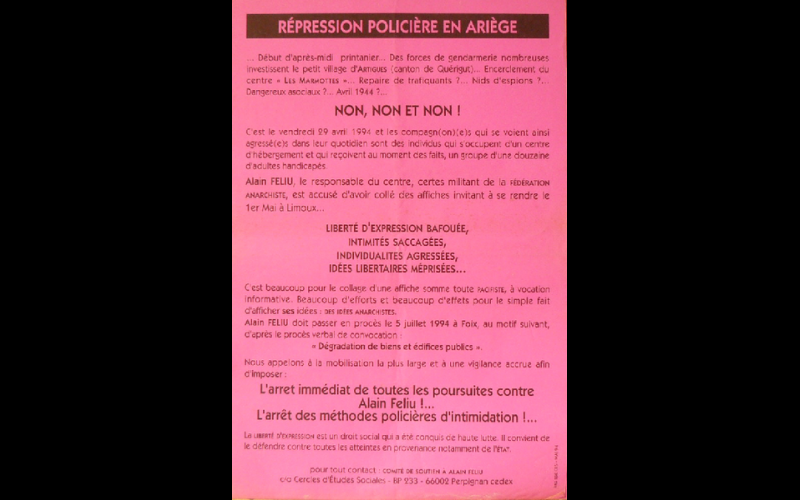 affiche répression Ariege, 1994 