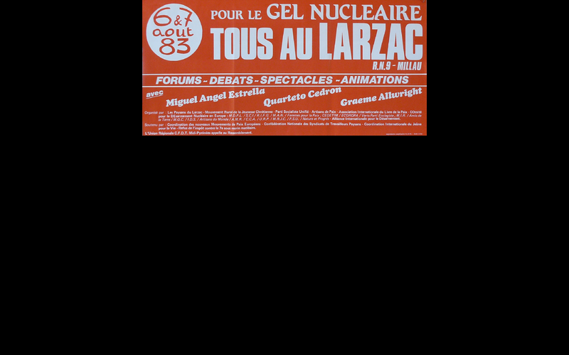 affiche rassemblement pour gel nucleaire Larzac, 1983 