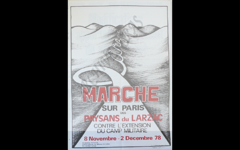 affiche marche larzac-paris 1978 blanche 