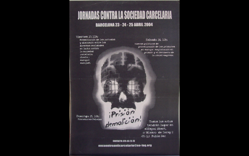 affiche journée contre l'univers carcéral, Barcelone, 2004 
