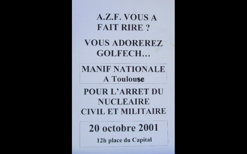 affiche manif AZF-Golfech, Toulouse, 2001 