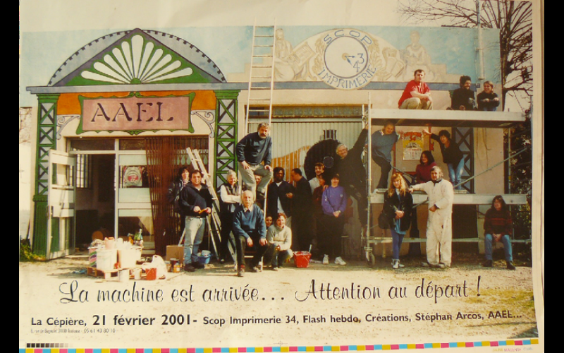affiche nouvelle machine imprimerie, AAEL, Toulouse, 2001 
