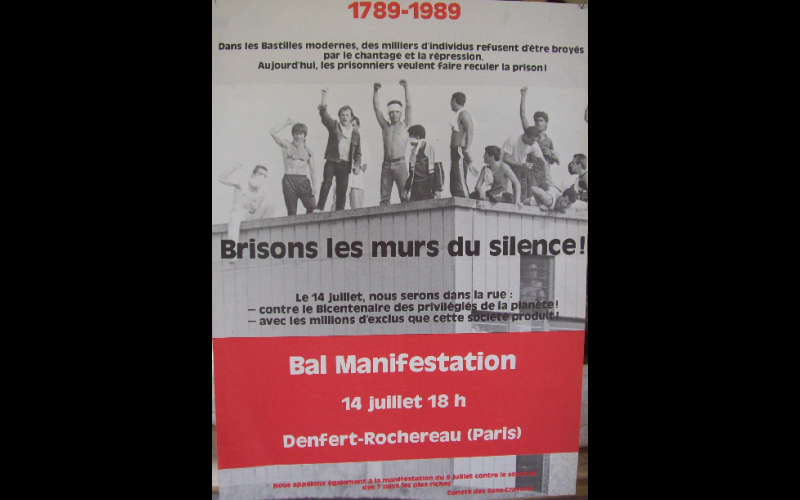 affiche manif anti-prisons, comité des sans-cravates, Paris, 1989 