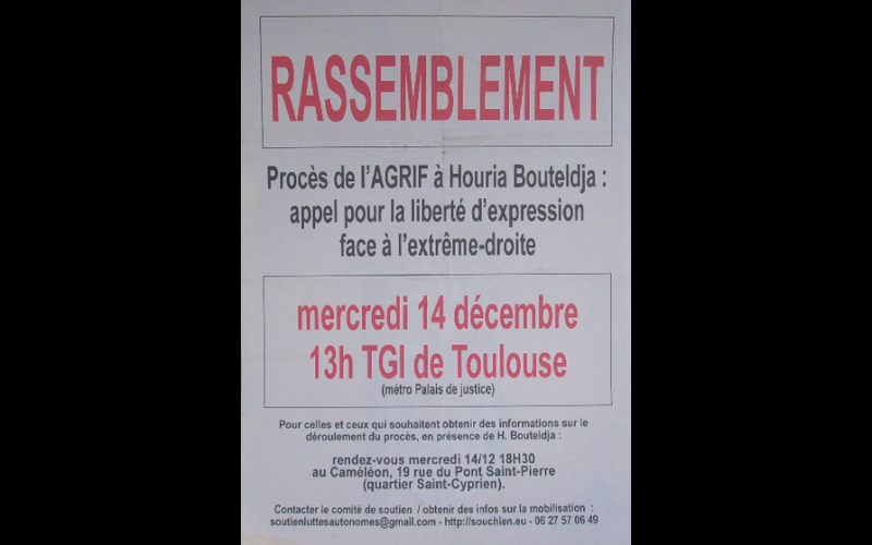 affiche procès houria Bouteltja, Toulouse 