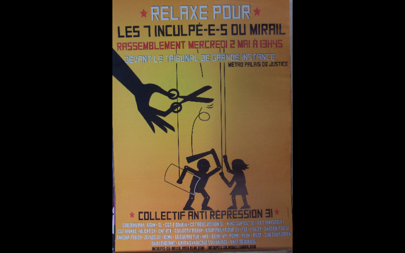 affiche procès inculpés fac du Mirail, Toulouse 