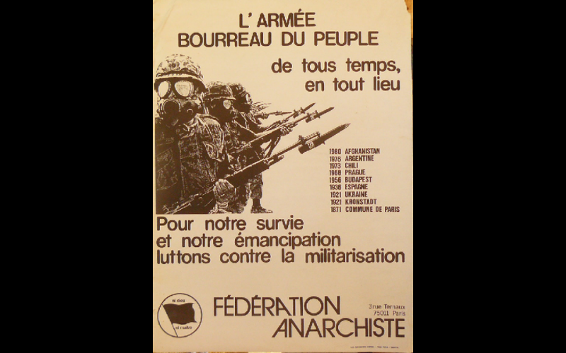 affiche l'armée bourreau du peuple, Fédération Anarchiste 