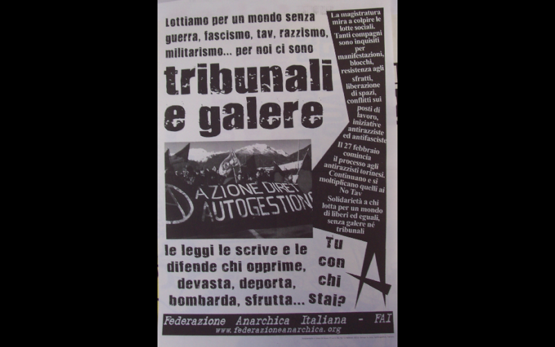affiche anti-répression, Féderation Anarchiste italienne 