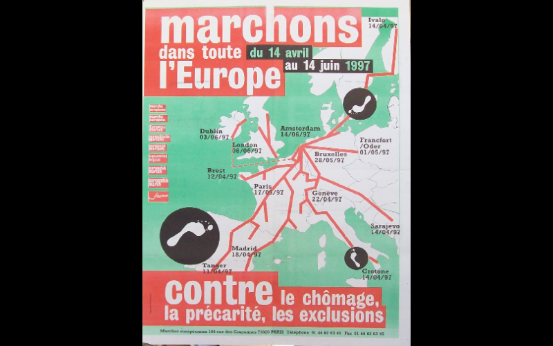 affiche marche europeenne precaires, 1997 