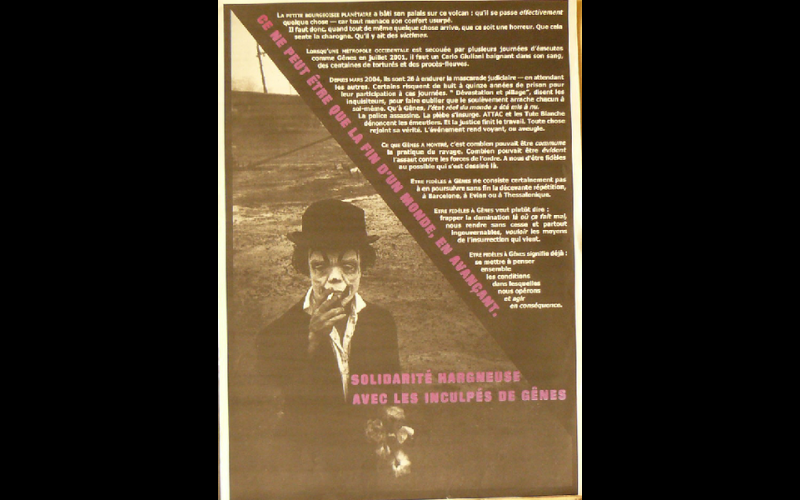 affiche solidarité répression sommet Gênes 