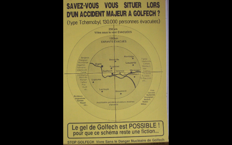 1989 - Golfech carte d'accident majeur - Vivre Sans le Danger Nucléaire à Golfech. 
