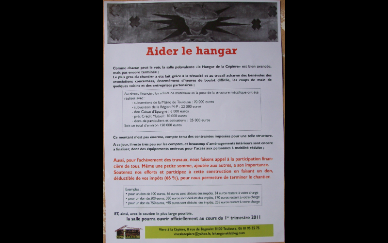 affiche soutien au Hangar, Toulouse, 2001 